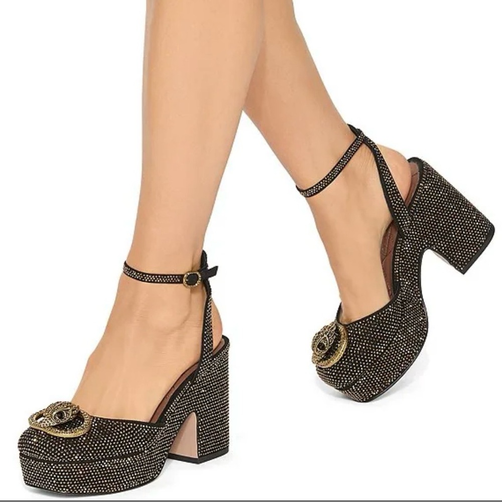 Kurt Geiger London Chelsea Platform Pumps  Black/Gild Tone Size 6